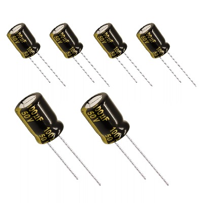 6 x Aluminum Electrolytic Capacitor 100uF 50V 20% 8x11.5mm FM Radial Panasonic - EEU-FM1H101