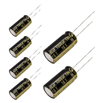 6 x Aluminum Electrolytic Capacitor 1000uF 16V 20% 10x20mm FM Radial Panasonic - EEU-FM1C102B
